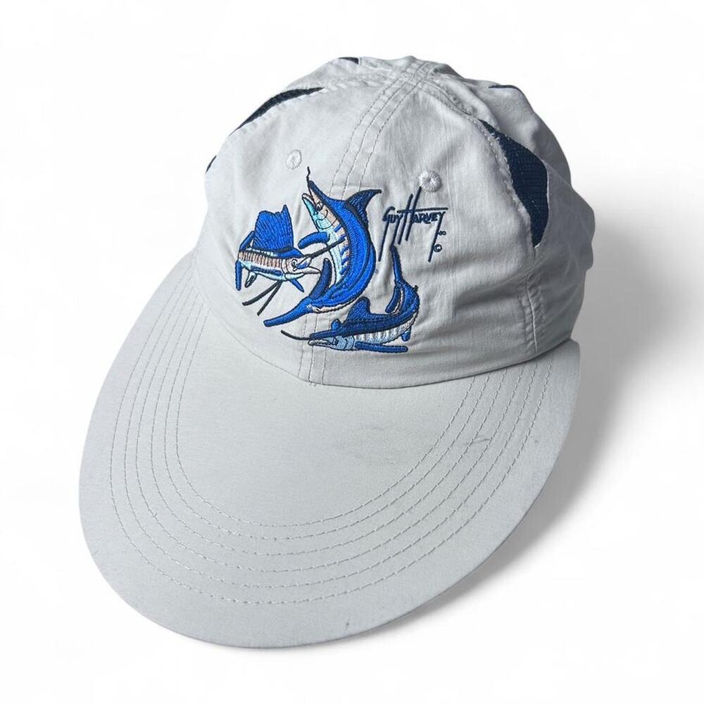 Guy Harvey 90s Vintage Embroidered Marlins Longbill Fishing Sun Shade Hat